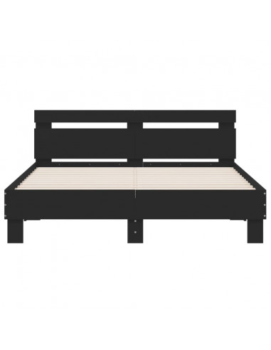 Giroletto con Testiera e LED Nero 140x190 cm