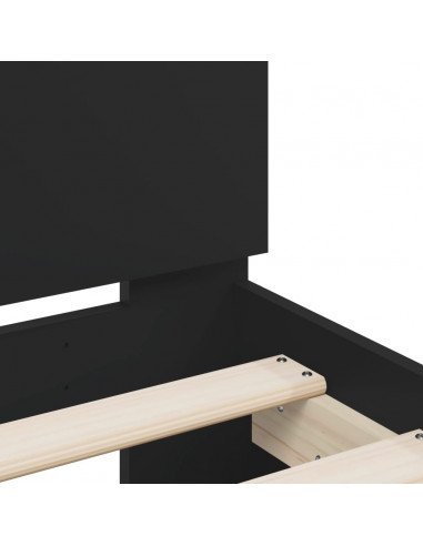 Giroletto con Testiera e LED Nero 140x190 cm