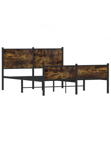 Giroletto con Testiera e Pediera Metallo Rovere Fumo 137x190 cm