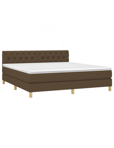 Letto a Molle Materasso e LED Marrone Scuro 160x200 cm Tessuto
