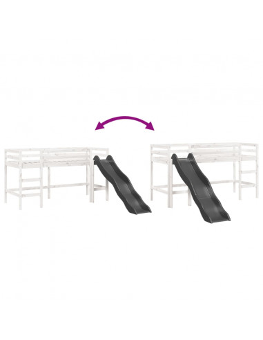 Letto a Soppalco senza Materasso Bambini Bianco 80x200cm Pino