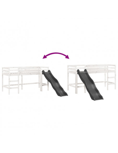 Letto a Soppalco senza Materasso Bambini Bianco 80x200cm Pino