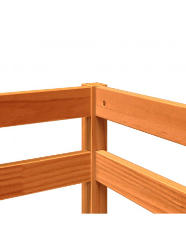 Letto Soppalco senza Materasso Bambini Marrone Cera 80x200 Pino