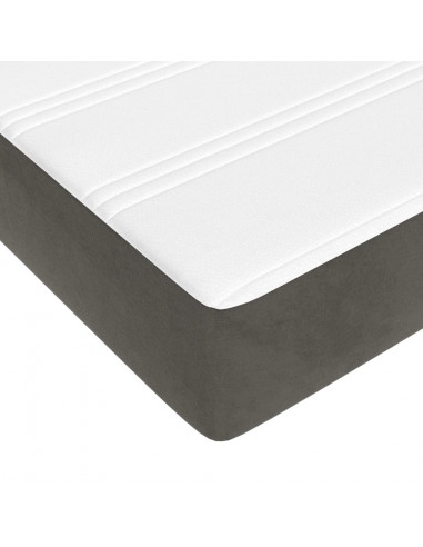 Materasso a Molle Grigio Scuro 140x210x20 cm in Velluto
