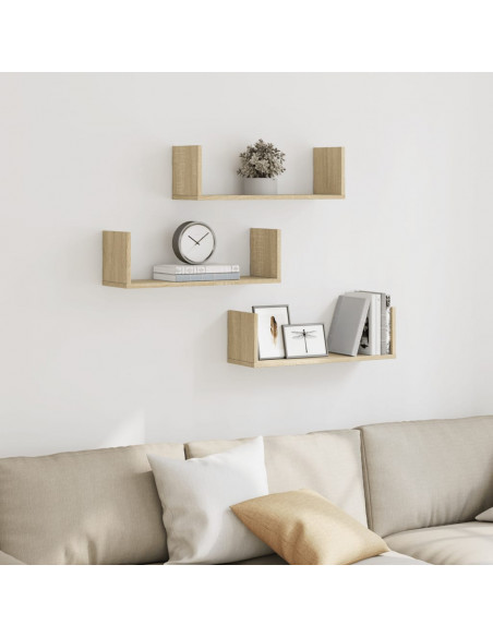 Mensole Parete 2pz Rovere Sonoma 58x18x18 cm in Truciolato