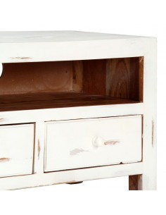 Mobile Porta TV Bianco 120x30x40 cm in Legno Massello di Acacia 2