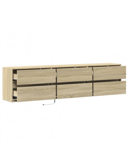 Mobile TV a Parete con LED Rovere Sonoma 180x31x45 cm