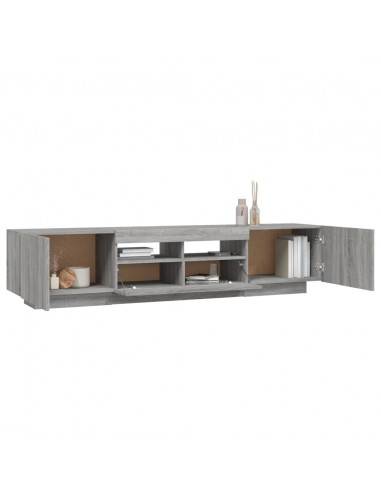 Set Mobili TV 2 pz con Luci LED Grigio Sonoma Legno Multistrato