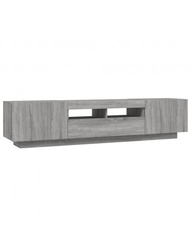 Set Mobili TV 2 pz con Luci LED Grigio Sonoma Legno Multistrato