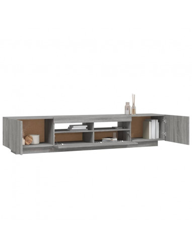 Set Mobili TV 2 pz con Luci LED Grigio Sonoma Legno Multistrato