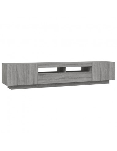 Set Mobili TV 2 pz con Luci LED Grigio Sonoma Legno Multistrato