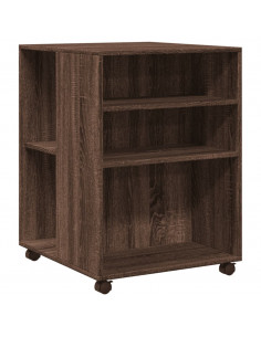 Tavolino con Ruote Rovere Marrone 55x60x78 cm in Truciolato 2