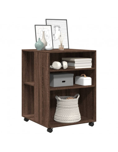 Tavolino con Ruote Rovere Marrone 55x60x78 cm in Truciolato
