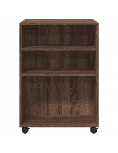 Tavolino con Ruote Rovere Marrone 55x60x78 cm in Truciolato