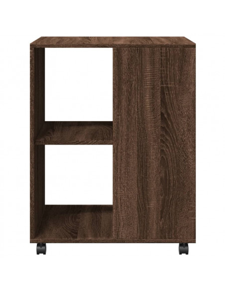 Tavolino con Ruote Rovere Marrone 55x60x78 cm in Truciolato