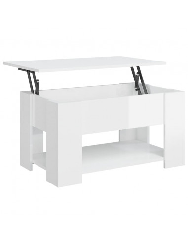 Tavolino da Salotto Bianco Lucido 79x49x41 cm Legno Multistrato