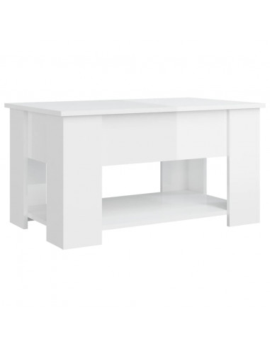 Tavolino da Salotto Bianco Lucido 79x49x41 cm Legno Multistrato