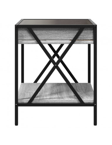 Tavolino da Salotto con LED Infinity Grigio Sonoma 40x40x49 cm