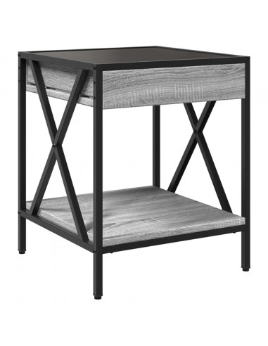 Tavolino da Salotto con LED Infinity Grigio Sonoma 40x40x49 cm