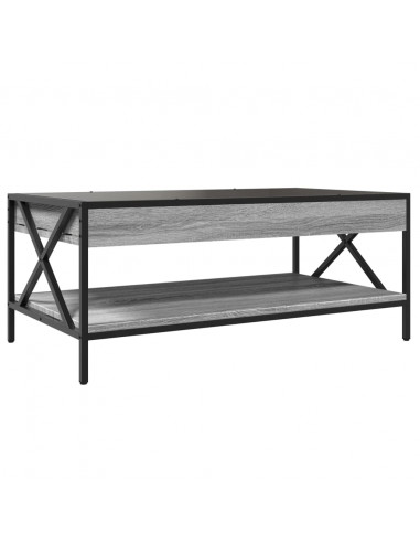 Tavolino da Salotto con LED Infinity Grigio Sonoma 90x50x38 cm