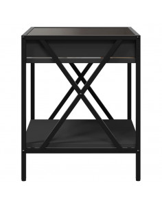 Tavolino da Salotto con LED Infinity Nero 40x40x49 cm 2