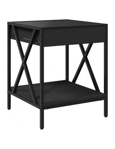 Tavolino da Salotto con LED Infinity Nero 40x40x49 cm