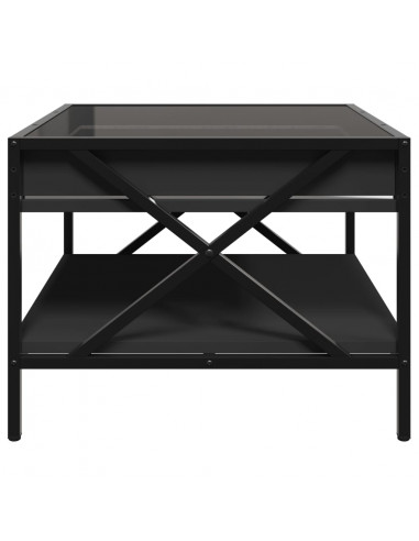 Tavolino da Salotto con LED Infinity Nero 50x50x38 cm