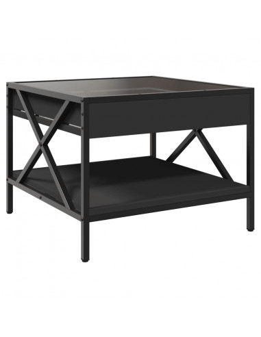 Tavolino da Salotto con LED Infinity Nero 50x50x38 cm