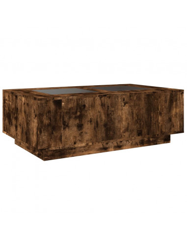 Tavolino da Salotto con LED Infinity Rovere Fumo 116x69x40 cm