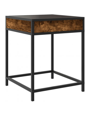 Tavolino da Salotto con LED Infinity Rovere Fumo 40x40x51 cm