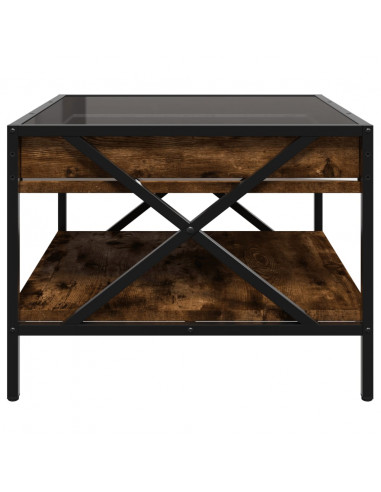 Tavolino da Salotto con LED Infinity Rovere Fumo 50x50x38 cm