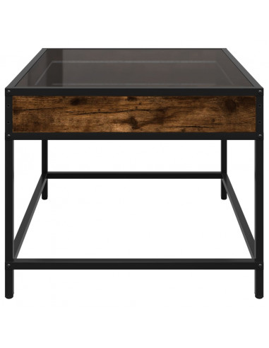 Tavolino da Salotto con LED Infinity Rovere Fumo 50x50x41 cm