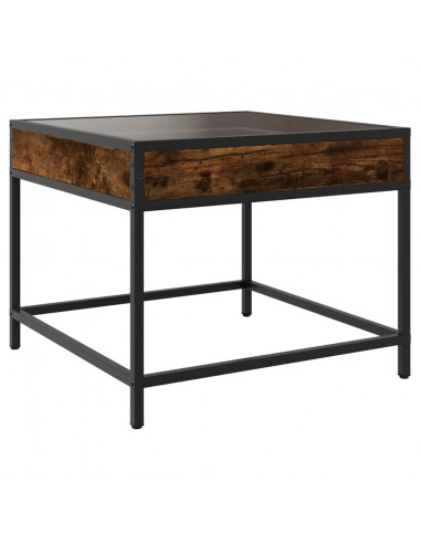 Tavolino da Salotto con LED Infinity Rovere Fumo 50x50x41 cm