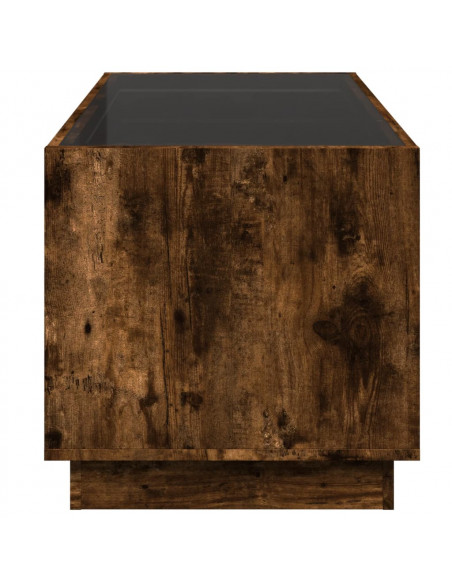 Tavolino da Salotto con LED Infinity Rovere Fumo 70x50x50 cm