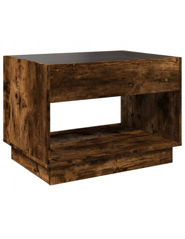 Tavolino da Salotto con LED Infinity Rovere Fumo 70x50x50 cm