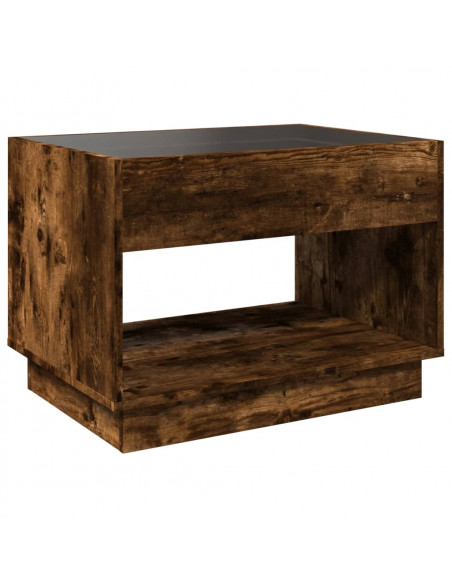 Tavolino da Salotto con LED Infinity Rovere Fumo 70x50x50 cm