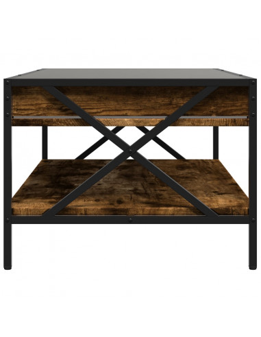 Tavolino da Salotto con LED Infinity Rovere Fumo 90x50x38 cm