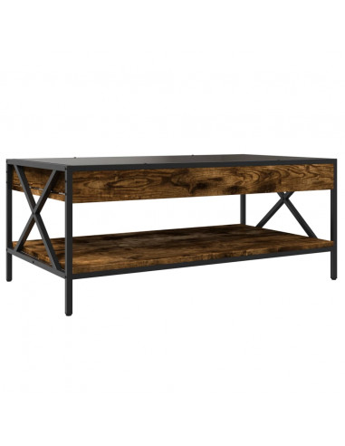 Tavolino da Salotto con LED Infinity Rovere Fumo 90x50x38 cm