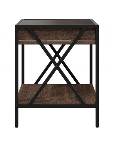 Tavolino da Salotto con LED Infinity Rovere Marrone 40x40x49 cm