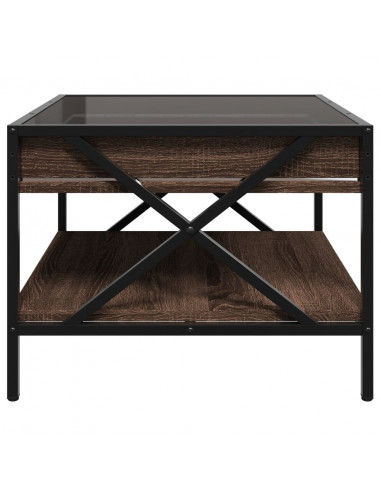 Tavolino da Salotto con LED Infinity Rovere Marrone 50x50x38 cm