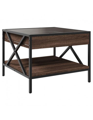 Tavolino da Salotto con LED Infinity Rovere Marrone 50x50x38 cm