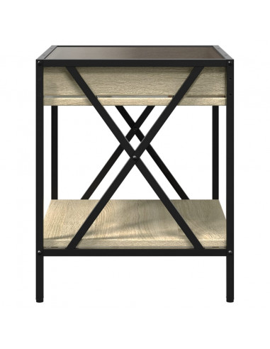 Tavolino da Salotto con LED Infinity Rovere Sonoma 40x40x49 cm