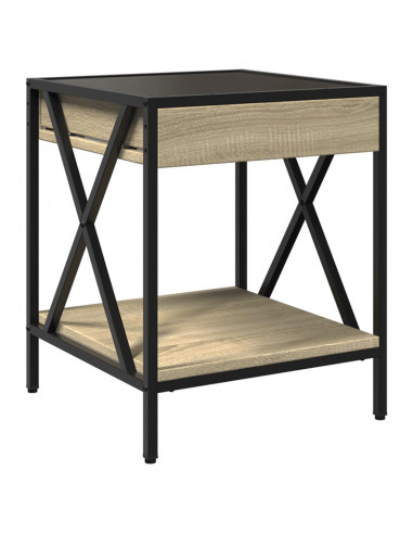 Tavolino da Salotto con LED Infinity Rovere Sonoma 40x40x49 cm