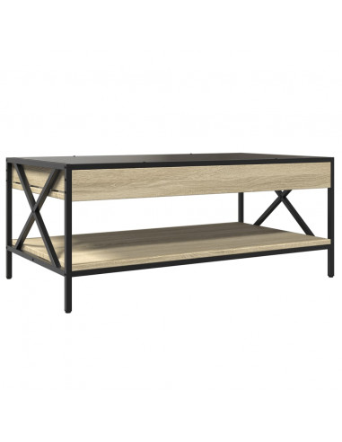 Tavolino da Salotto con LED Infinity Rovere Sonoma 90x50x38 cm