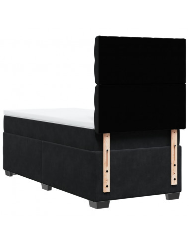 Giroletto a Molle con Materasso Nero 90x200 cm in Velluto