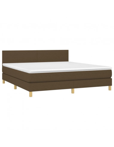 Letto a Molle Materasso e LED MarroneScuro 180x200cm in Tessuto