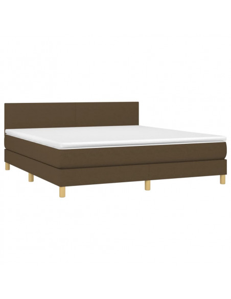 Letto a Molle Materasso e LED MarroneScuro 180x200cm in Tessuto