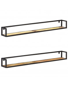Mensole a Muro 2 pz 160 cm in Legno Massello di Recupero 2