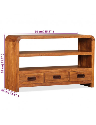 Mobile Porta TV in Legno Massello di Acacia 90x30x55 cm