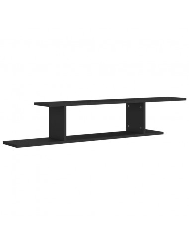 Scaffale TV a Parete Nero 125x18x23 cm Legno Multistrato